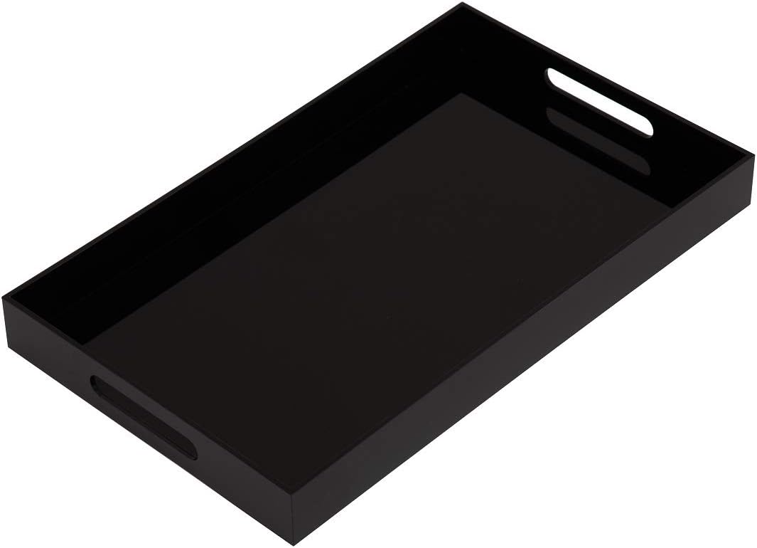 Glossy Black Sturdy Acrylic Serving Tray for Every Occasion