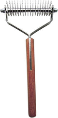 Double Wide Dematting Rake Stripper Tool with Wooden Handle - Fast