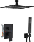 10 Inch Ceiling Mounted Rain Mixer Shower System Matte Black - High