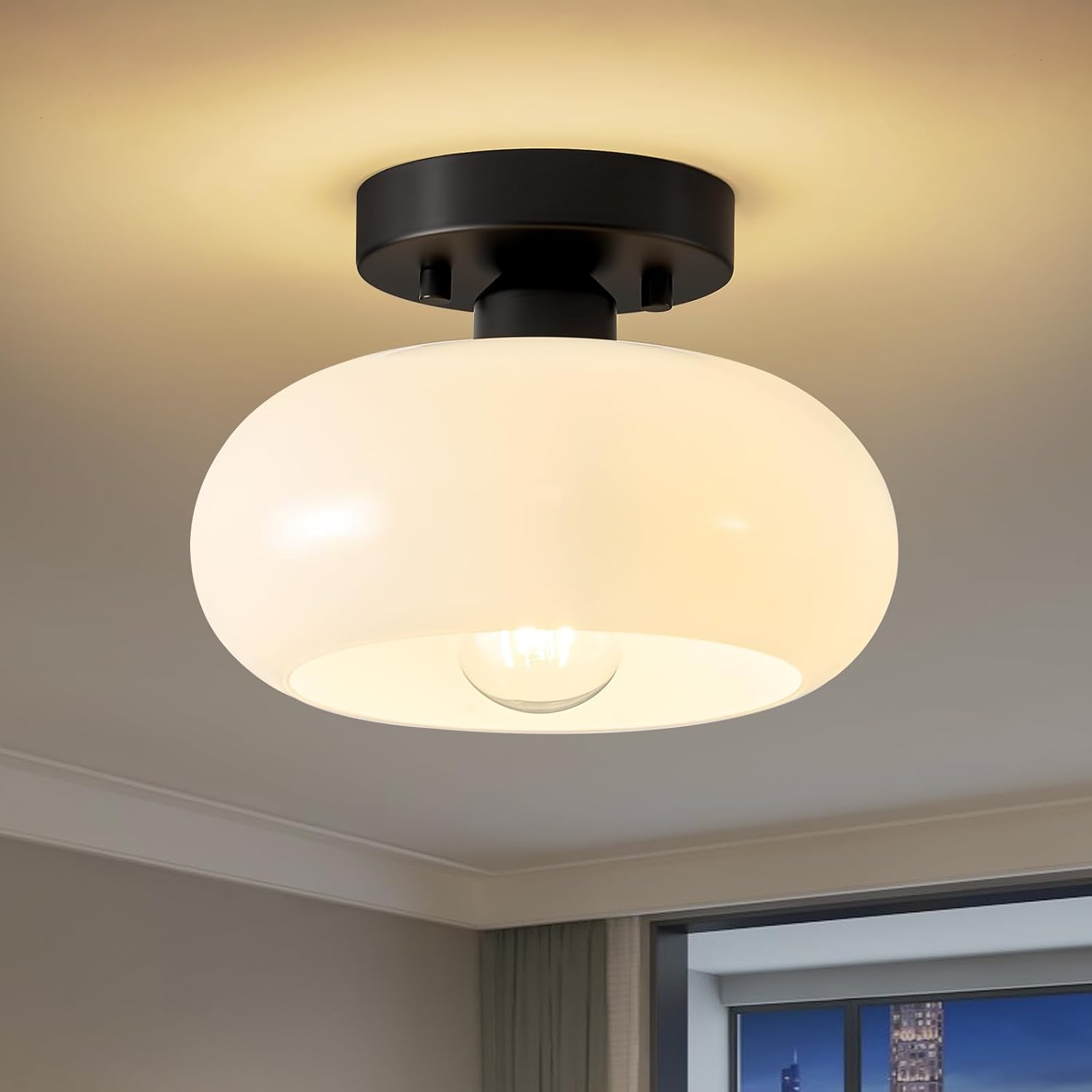 Mid-Century Modern Semi Flush Mount Ceiling Light for Home