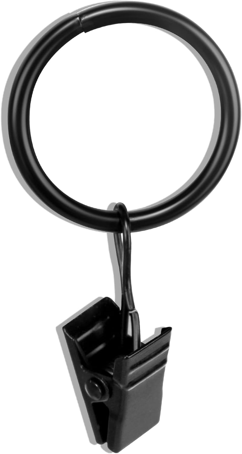AWTOK 40 PCS Black Clip Rings for Up to 1.0 Drapery Rods