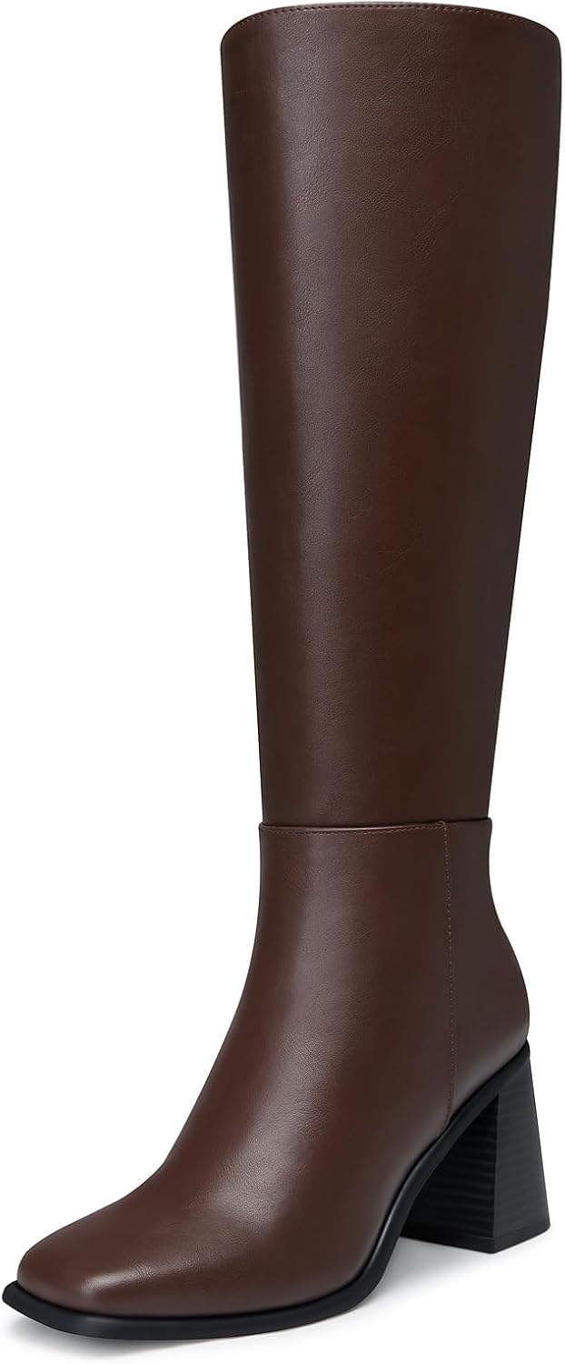 Women's Knee High Boots with 3 Inch Chunky Heel for Fashion