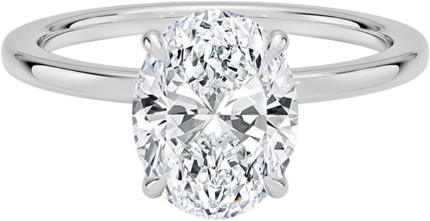 Oval Moissanite Engagement Ring in Gold & Silver for Her