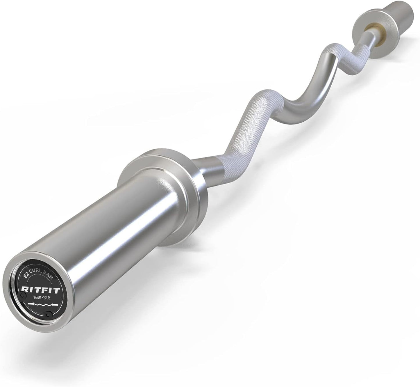 RitFit 2 Inch EZ Curl Bar for Bicep and Tricep Workouts