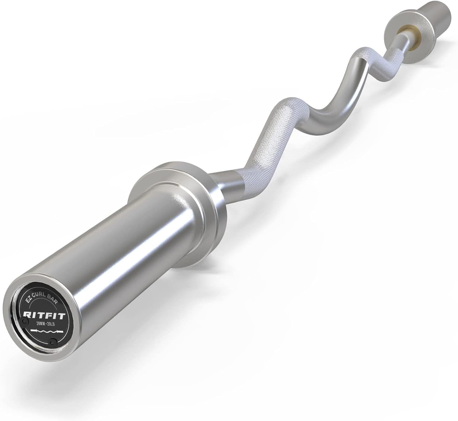 RitFit 2 Inch EZ Curl Bar for Bicep and Tricep Workouts