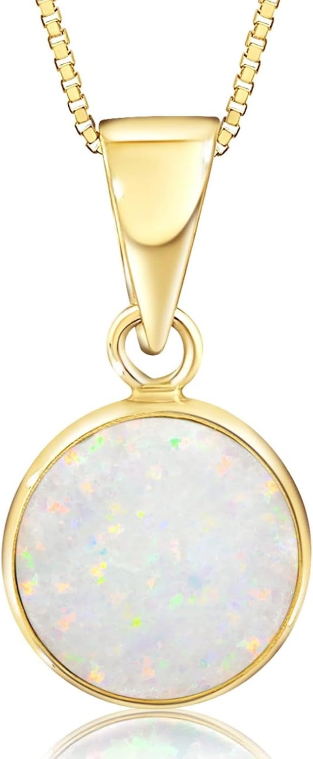 14K Gold Gemstone Pendant Necklace for Women - Dainty Jewelry