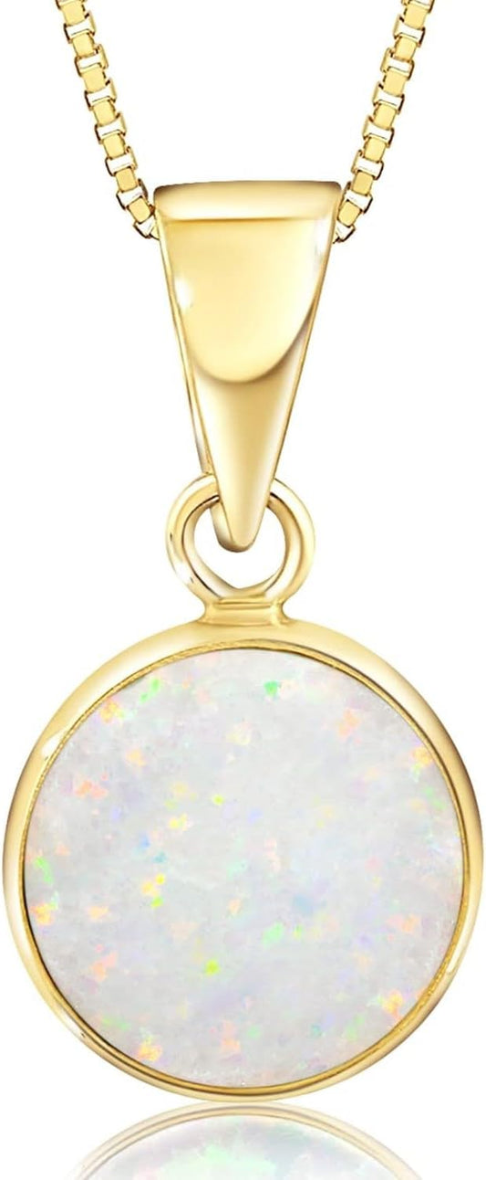 14K Gold Gemstone Pendant Necklace for Women - Dainty Jewelry