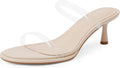 Two Strap Heeled Sandals for Women Kitten Heel Rounded Toe - Easy Slip