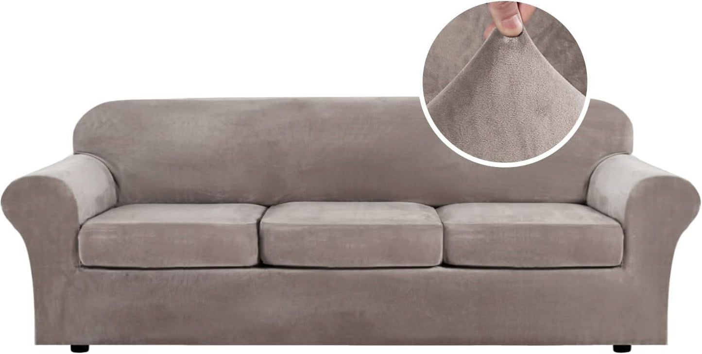 H.VERSAILTEX Velvet 4 Piece High Stretch Sofa Slipcover XL
