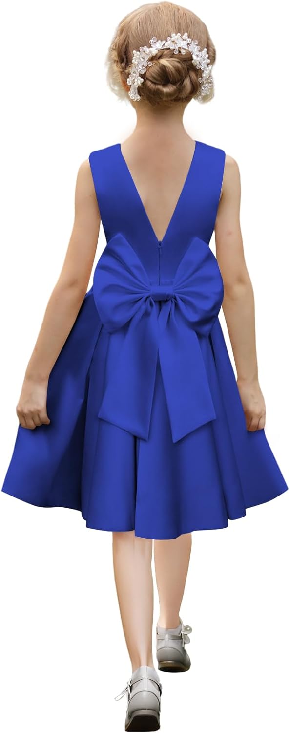 Satin Flower Girl Dresses for Wedding Backless Princess Gowns
