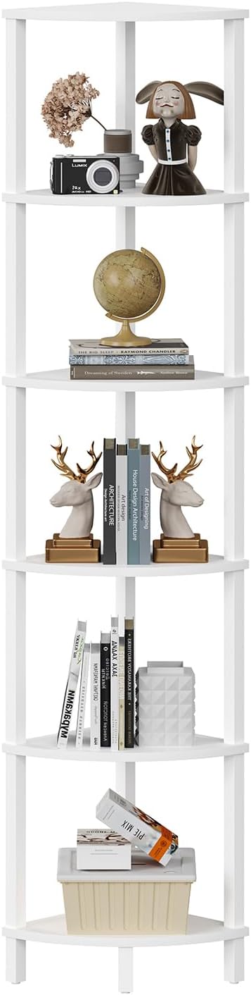 Corner Shelf, 6-Tier Industrial Ladder Shelf for Home Office