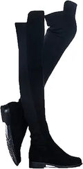 Shoe'N Tale Faux Suede Over The Knee Thigh High Boots - Chunky Heel