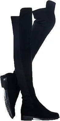Shoe'N Tale Women Faux Suede Chunky Heel Thigh High Boots Review