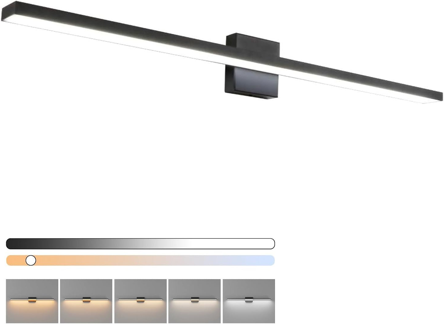 Dimmable Black Bathroom Vanity Light Bar with 5 Color Temperatures