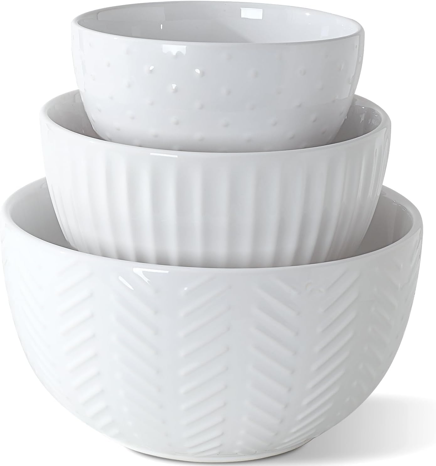 HAPPY KIT Ceramic Mixing Bowls Set for Kitchen Prep and Serving