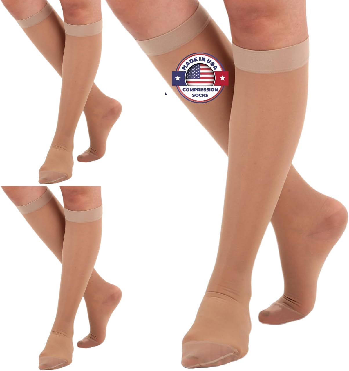 Sheer Compression Stockings for Women - 15-20mmHg Support