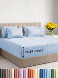Extra Deep Split King Sheet Set - 7 Piece Breathable Cooling Sky Blue