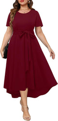 Holipick Women's Plus Size High Low Dress - Semi Formal Pocketed