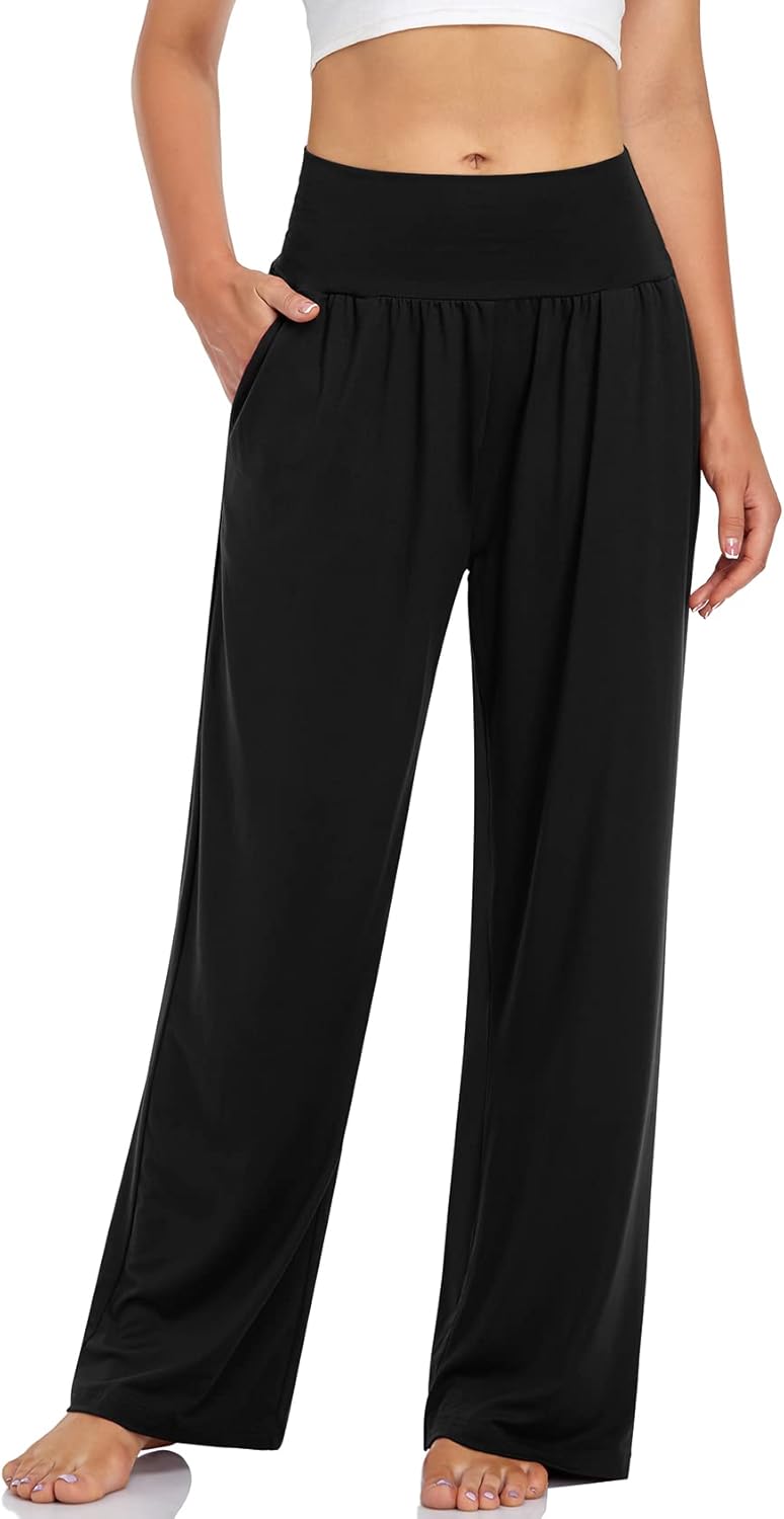 UEU Cozy Wide Leg Yoga Pants with Pockets