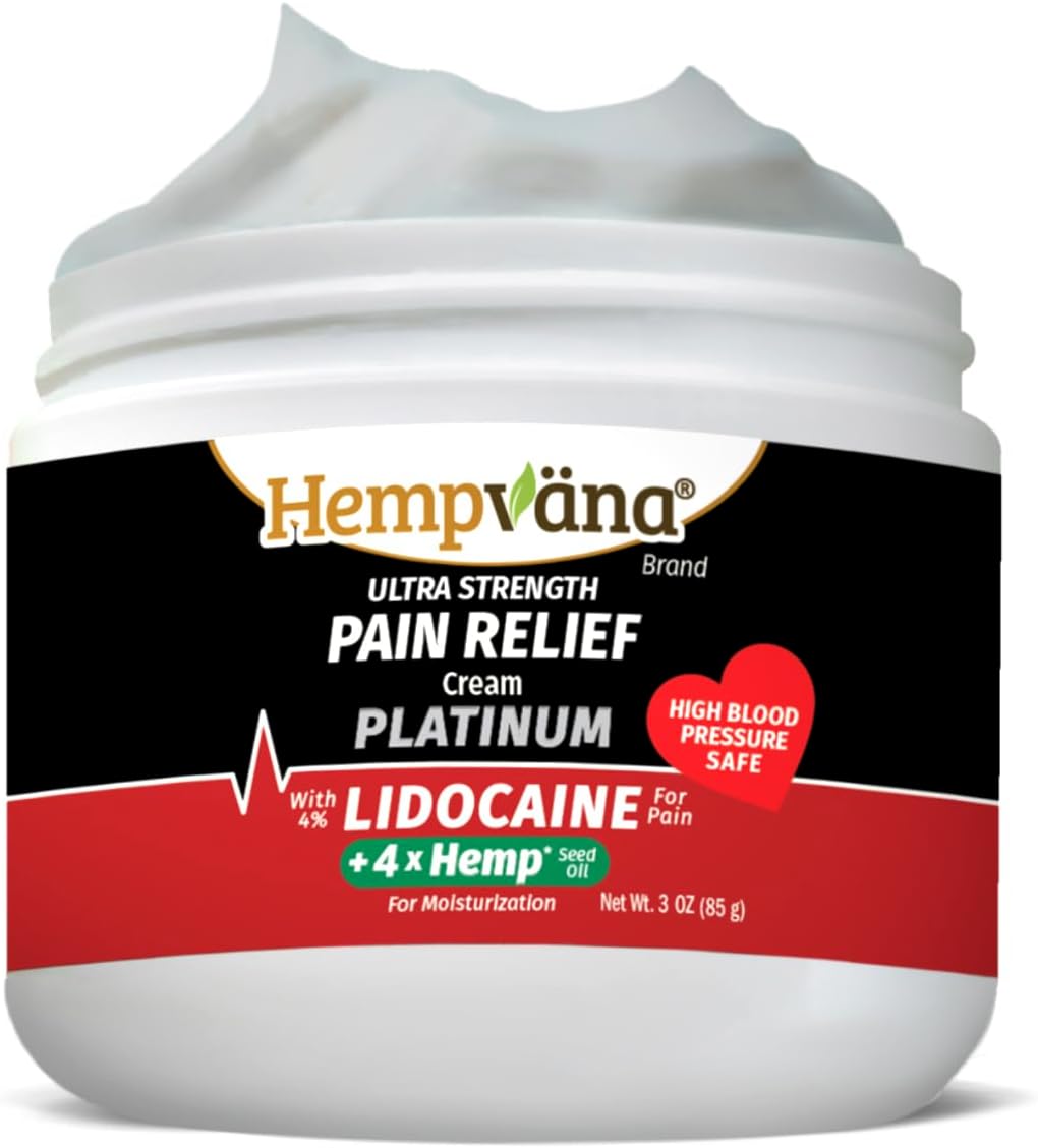 Hempvana Platinum Lidocaine Relief Cream for Fast Pain Relief