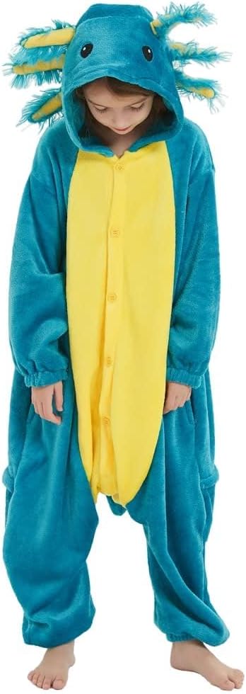 SimZoo Kids Animal Pajamas for Boys and Girls, Axolotl Costume
