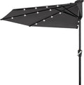 Patio Half Umbrella with Solar Lights - 9 ft Wall-Mount Shade