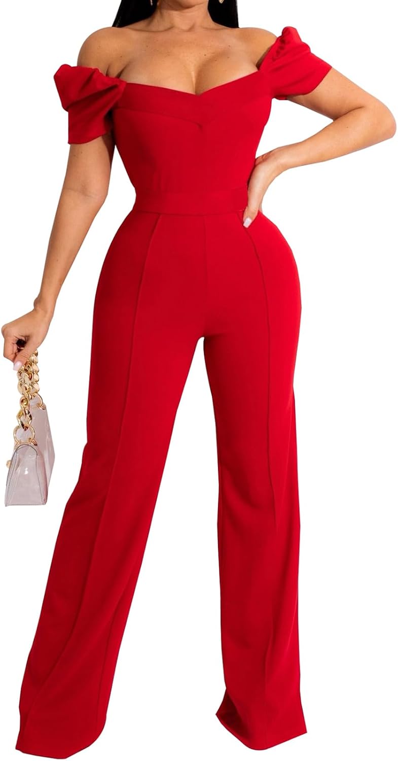 Elegant Sexy Off Shoulder Wide Leg Jumpsuit for Women