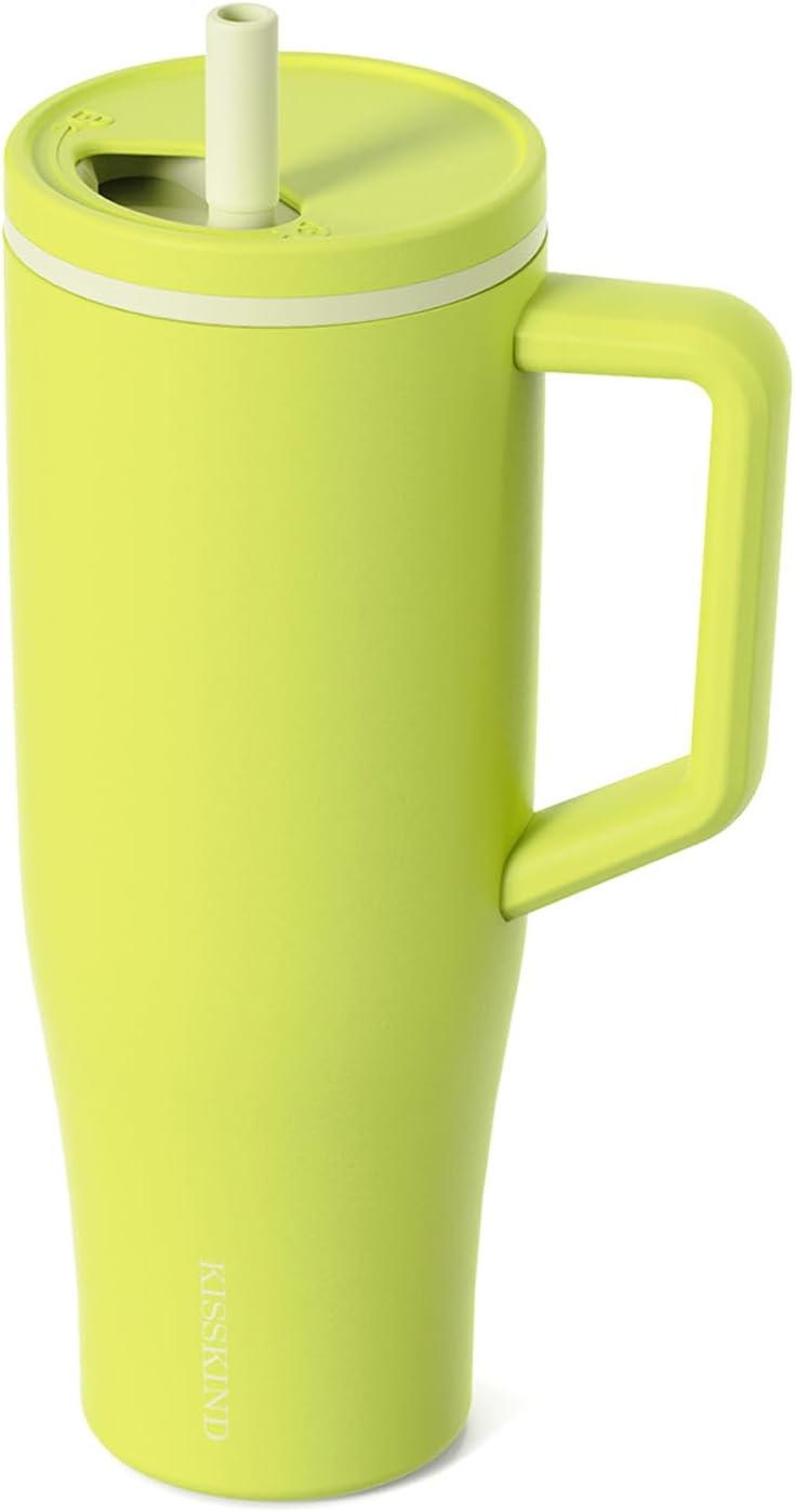 KISSKIND 40 oz Tumbler with Handle and Straw for All Drinks