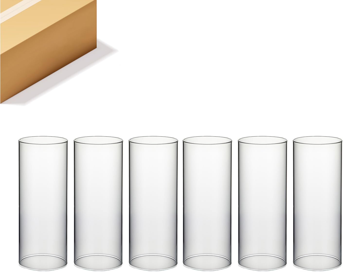 Hurricane Candle Holder Sleeve Set of 6, Clear Glass Design