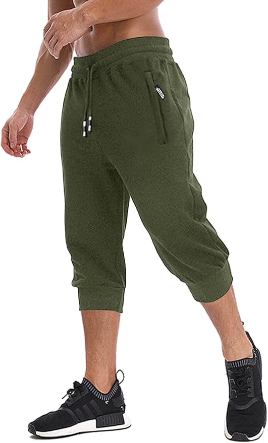 MAGNIVIT Men's 3/4 Jogger Capri Pants for Workout and Gym Use