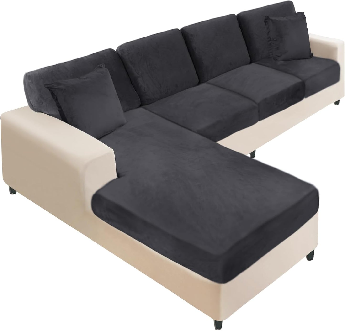 NAISI Sectional Couch Covers for L Shape Sofas - 8 Piece Set