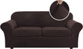 Velvet Plush 3 Piece Stretch Sofa Cover for 72-90 in Sofas - Soft Fit