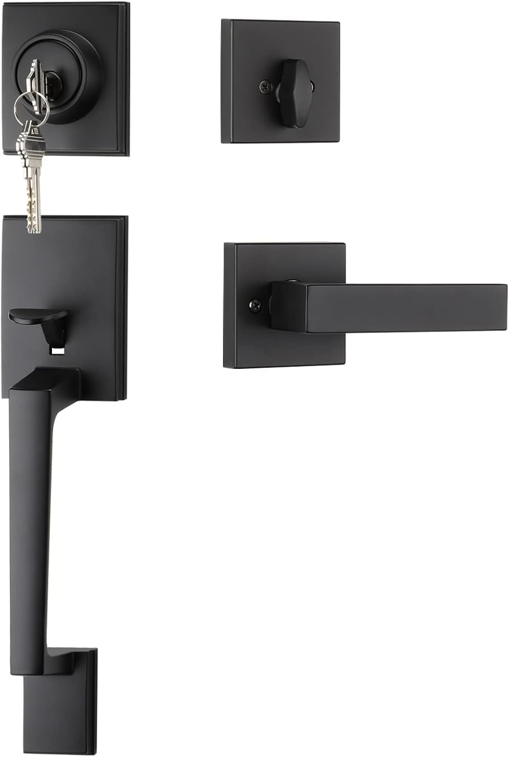 Haidms Black Front Door Handle and Deadbolt Set for Security