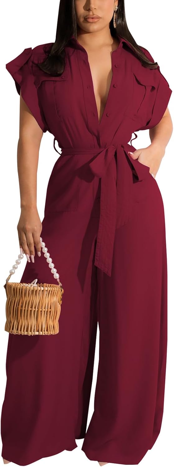 Women's Casual Long Sleeve Round Neck Jumpsuits for Parties