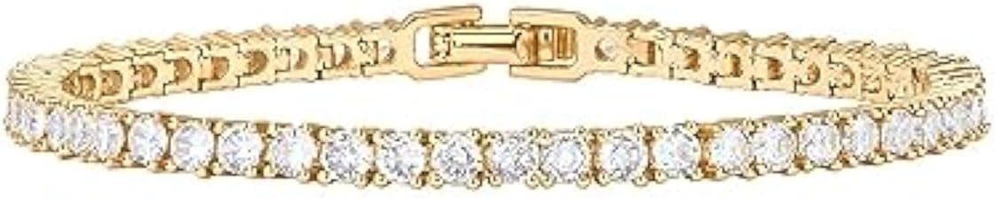 Stunning 14K Gold Plated Tennis Bracelet with Cubic Zirconia