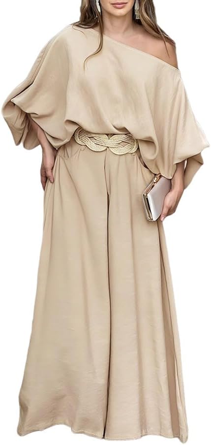 Chic Summer 2 Piece Outfits with Off Shoulder Top and Pants