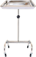 Premium Mayo Instrument Stand Salon Tray with Wheels - Large Stainless