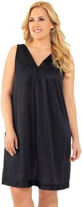 Plus Size Nylon Tricot Sleeveless Knee-Length Nightgown - Comfortable