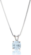 925 Sterling Silver Aquamarine Necklace - Timeless 6mm Solitaire