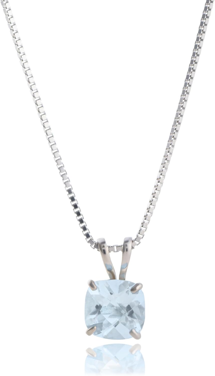 925 Sterling Silver Aquamarine Birthstone Necklace for Women