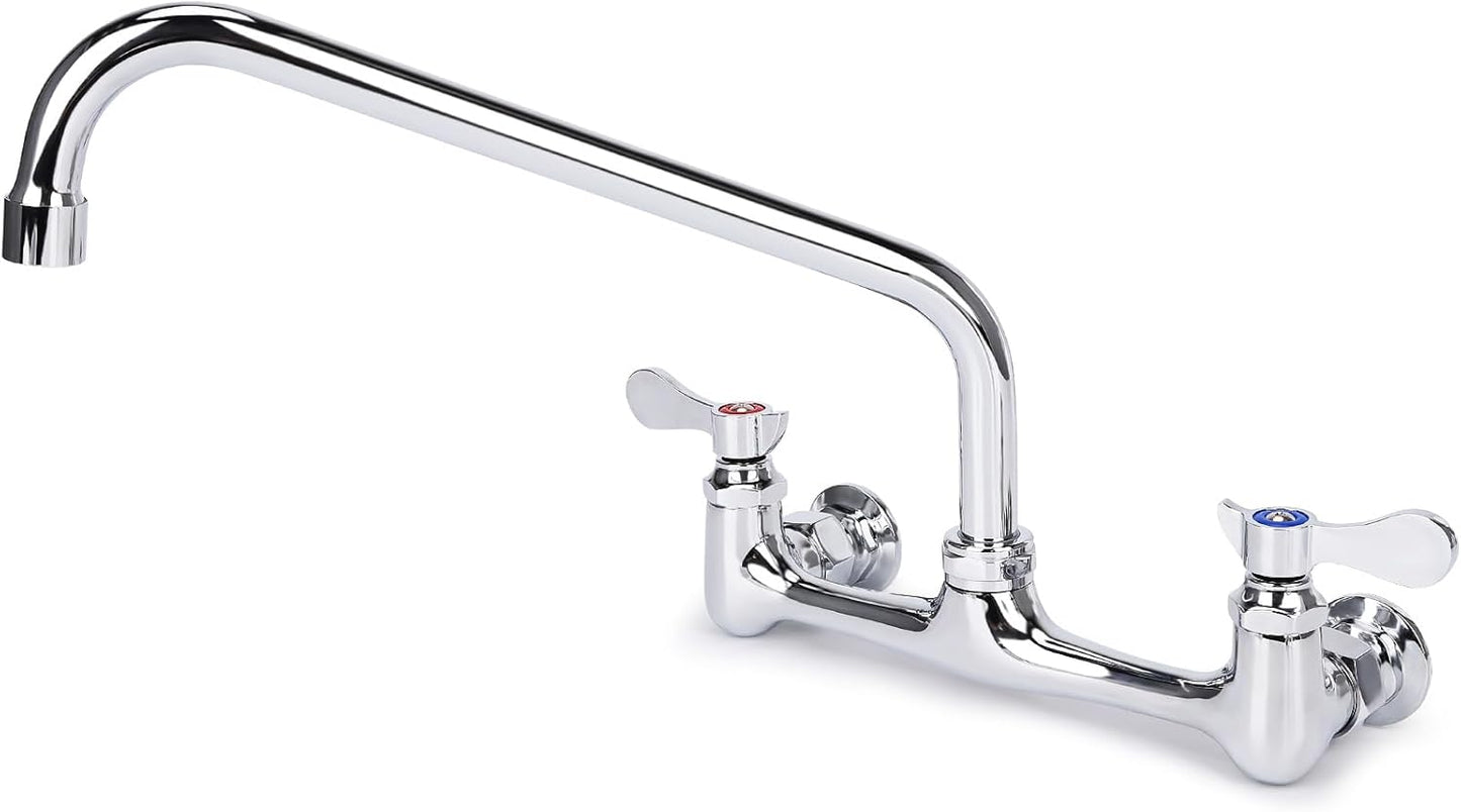 Wall Mount Kitchen Faucet with 12 Inch Swivel Spout for Utility