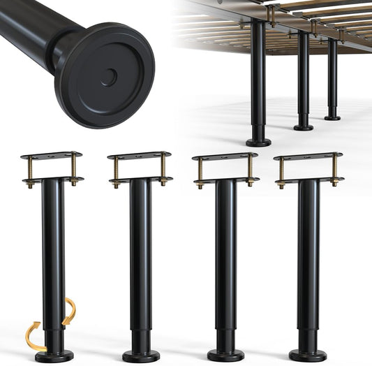 4-Piece Adjustable Height Bed Support Legs for King and Queen Beds