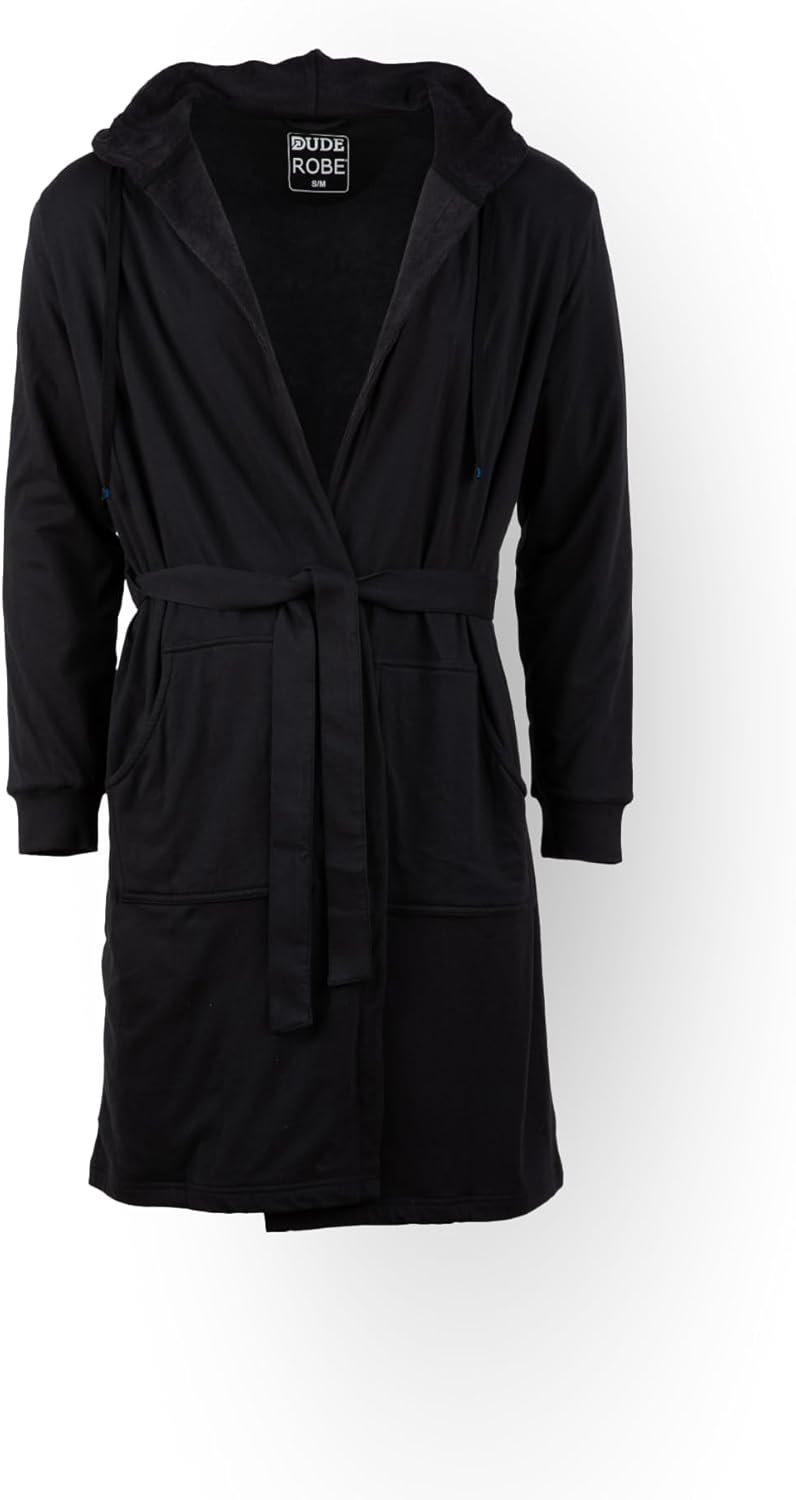 DudeRobe Mens Hooded Bathrobe with Pockets for Comfort