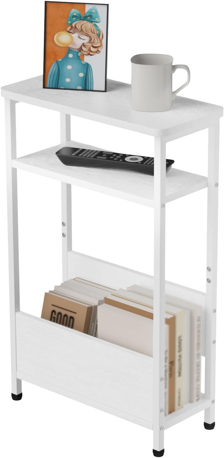7.1 Narrow Side Table for Small Spaces with Magazine Holder