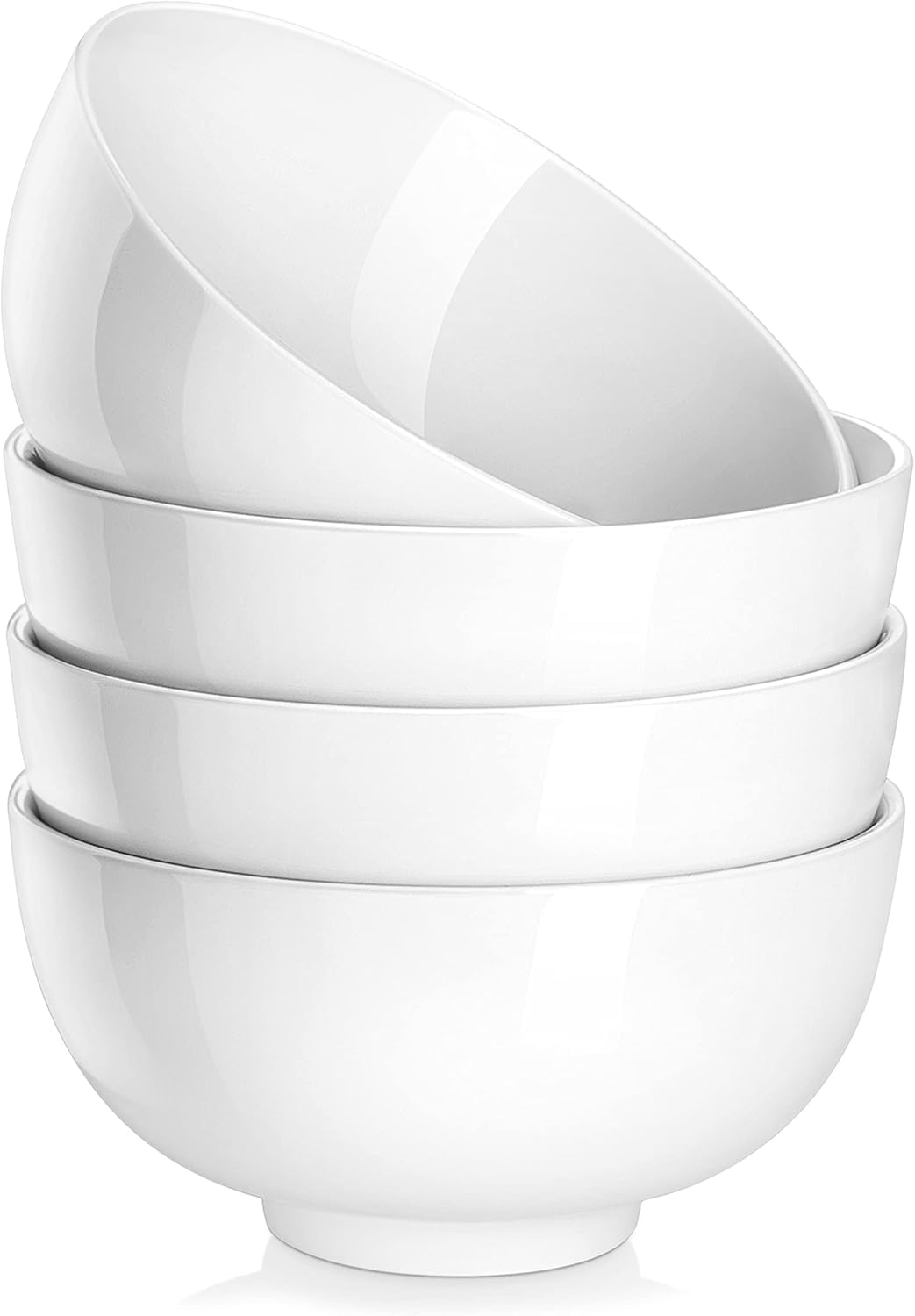 Set of 4 MALACASA Porcelain Soup/Cereal Bowls - 26 oz - Multipurpose - White - Dishwasher & Microwave Safe