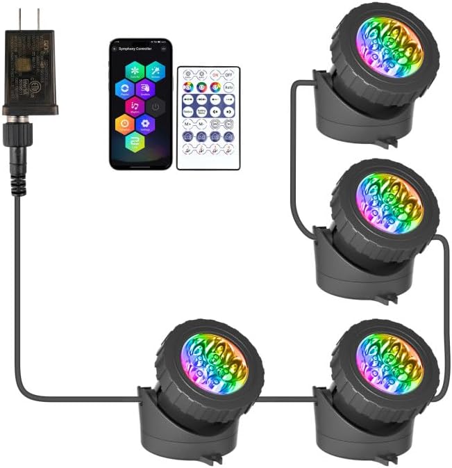 Color Changing Pond Lights with Bluetooth Control for Gardens