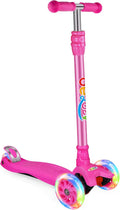 Kids 3 Wheel Kick Scooter Rose Pink - Adjustable Lean-to-Steer Scooter