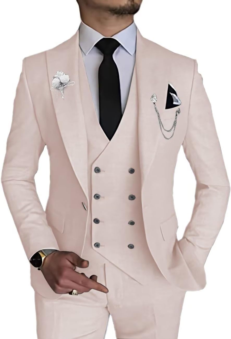 Wangyue Men's 3 Piece Slim Fit Suits for Formal Events