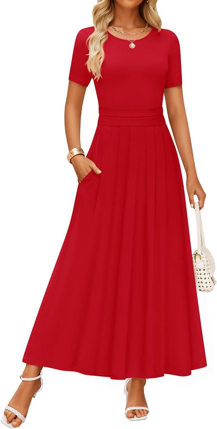 ZESICA Women's Summer Short Sleeve Maxi Dress for Every Occasion