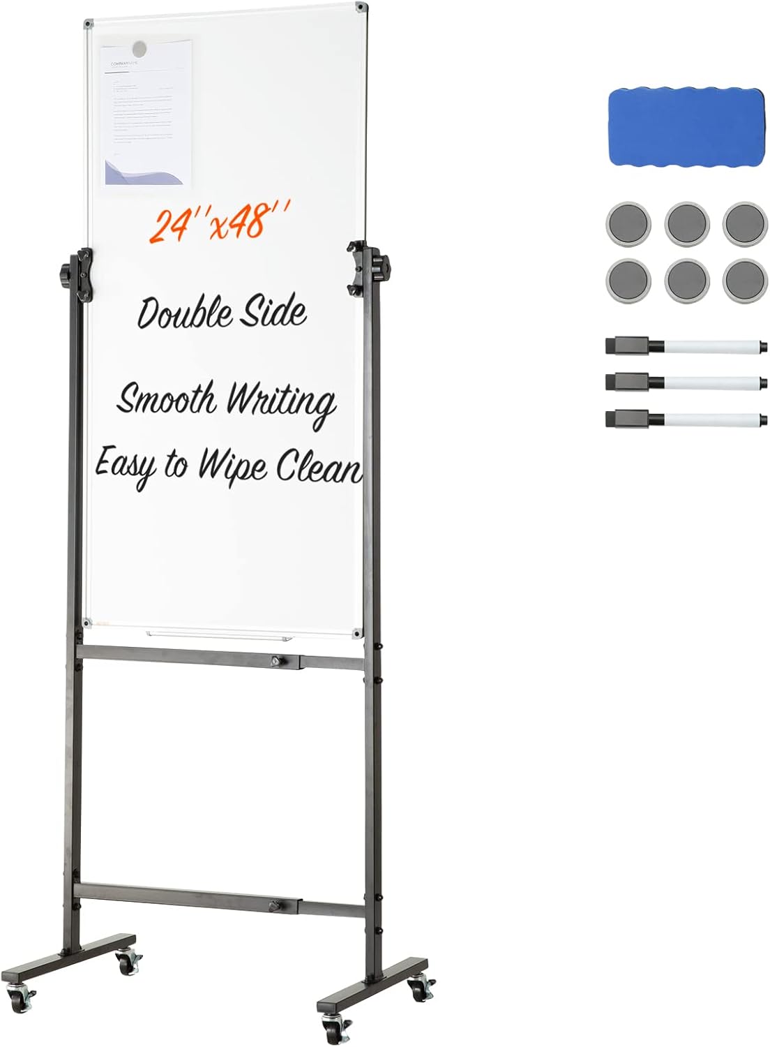 VEVOR Double-Sided Mobile Whiteboard with Adjustable Height